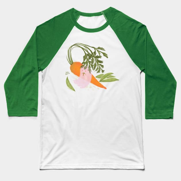 Ghost Vegan Baseball T-Shirt by SarahWrightArt